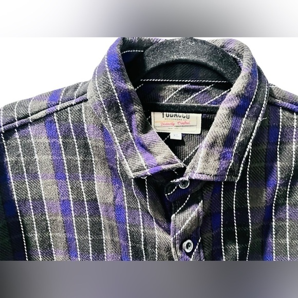 Tobacco Schecter Collab 100% Cotton Long Sleeve Striped Flannel Size XL - Picture 2 of 6